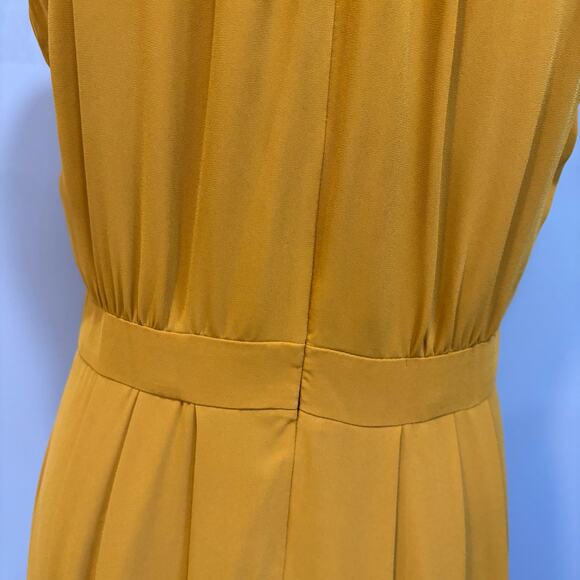 Mustard Yellow Banana Republic high-low high-collar dress, size 10 - Picture 7 of 11